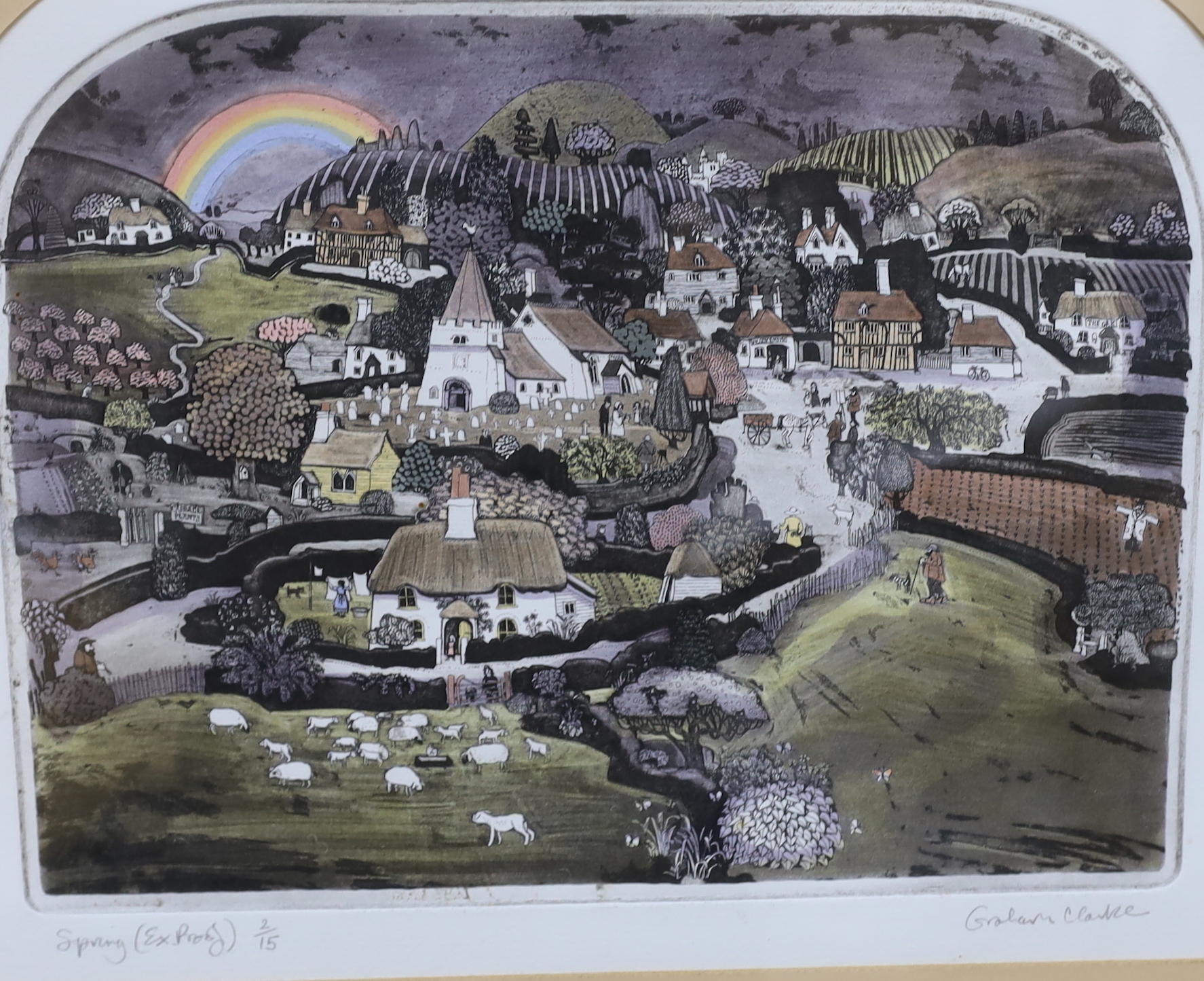 Graham Clarke (b.1941) set of four colour etchings, 'The Four Seasons', signed in pencil, limited edition of 300, 38 x 30cm